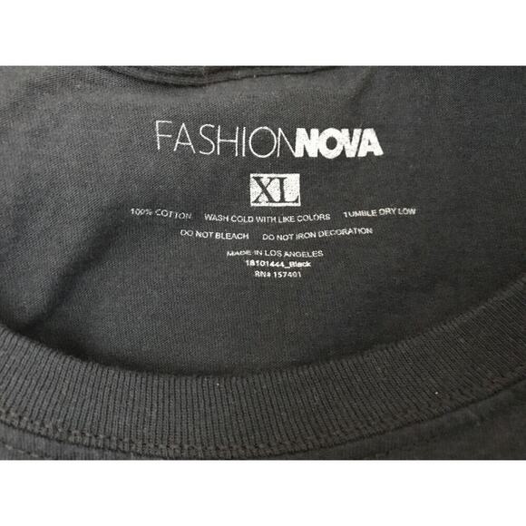 Fashion Nova Size XL Property Of Nobody Top Black Cropped Short Sleeve Boxy Tee - Picture 5 of 7